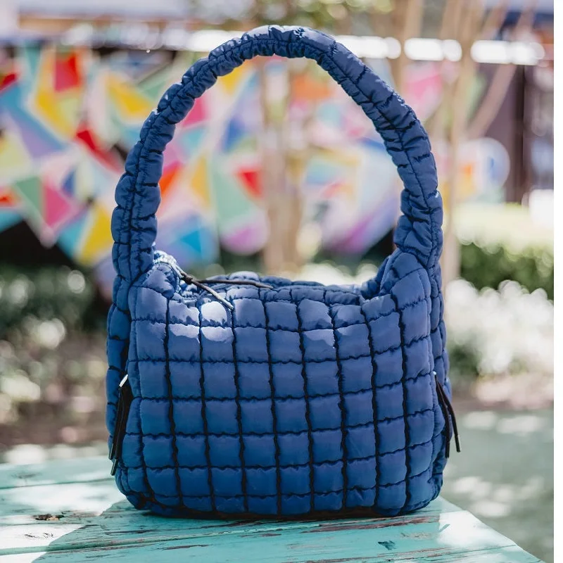 Katydid Oversized Quilted Hobo Tote Bag - Navy