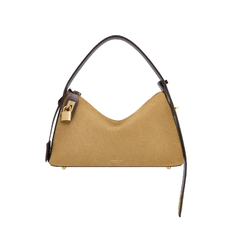 Gold Suede Hobo Bag