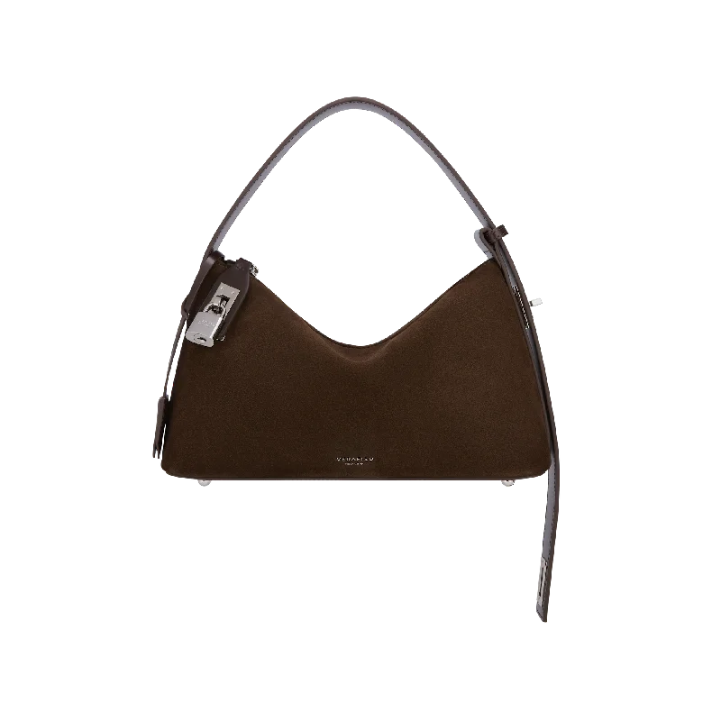 Silver Espresso Suede Hobo Bag(Pre-Order. Will Ship Early Dec.)