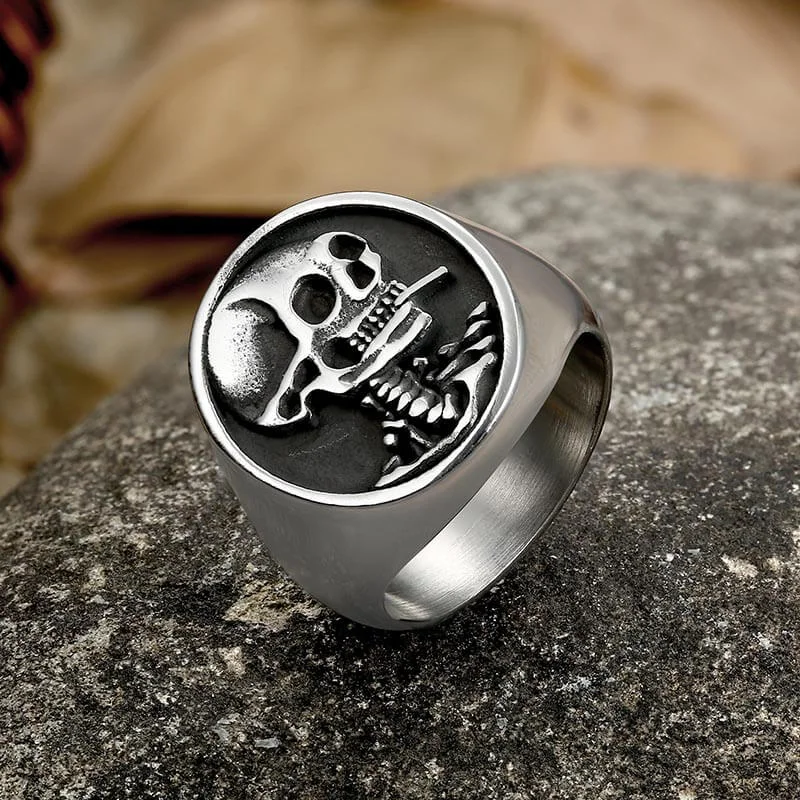 Vintage Hobo Skeleton Stainless Steel Ring