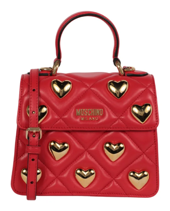 Moschino Heart Studs Quilted Shoulder Bag