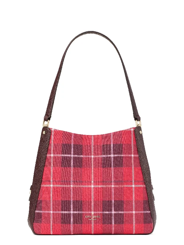 Kate Spade Women's Leila Plaid Medium Triple Compartment Shoulder Bag