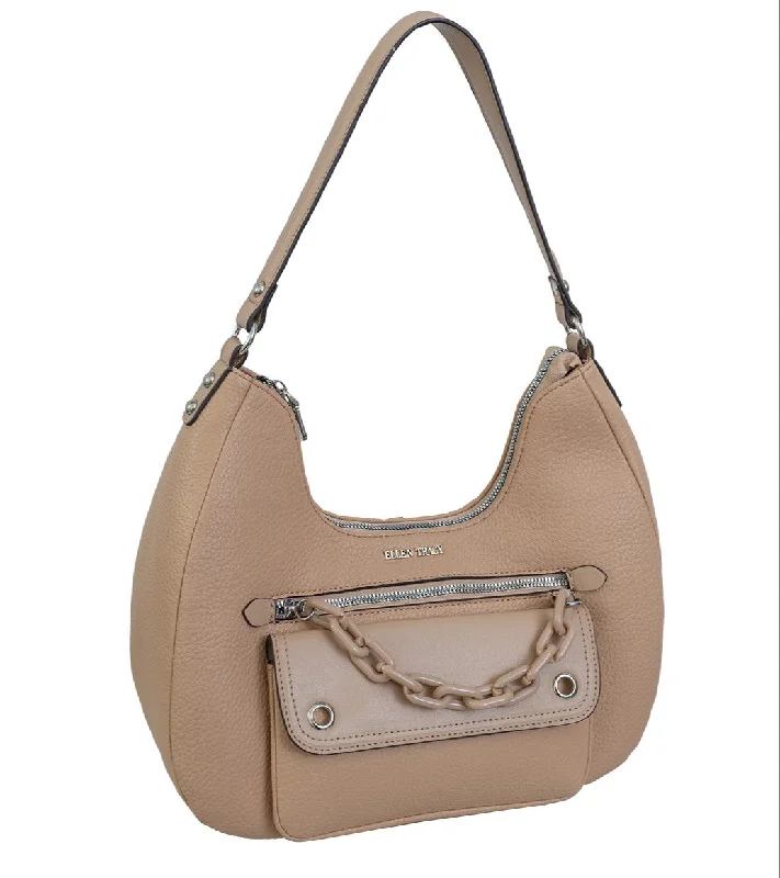 Ellen Tracy Crescent Shoulder Bag with Decorative Resin Chain