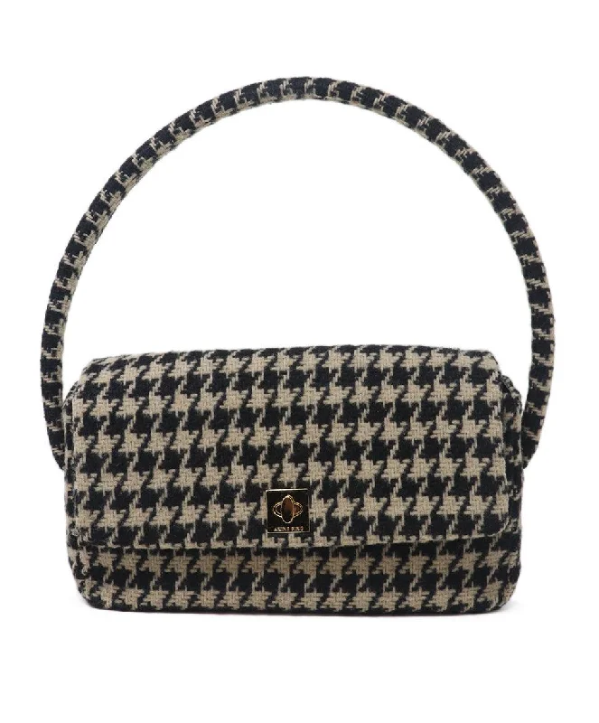 Annie Bing Beige & Black Houndstooth Shoulder Bag