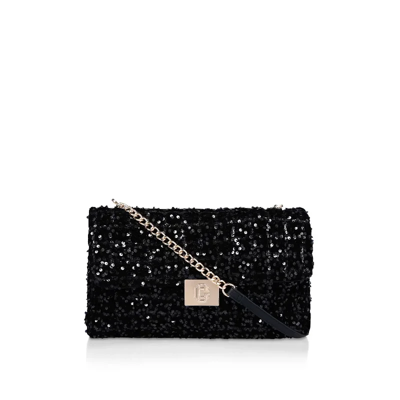 Carvela Brooklyn Maxi Sequin Handbag-Black