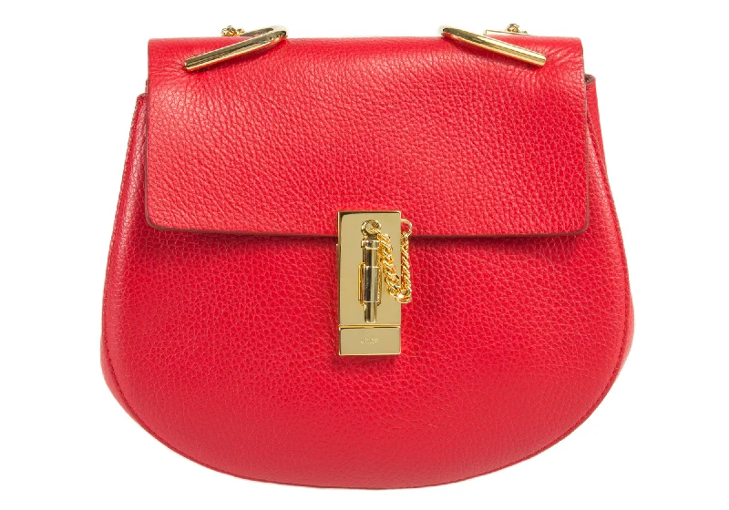 Chloe Drew Shoulder Bag | Plaid Red w/ Gold Hardware | Size Medium