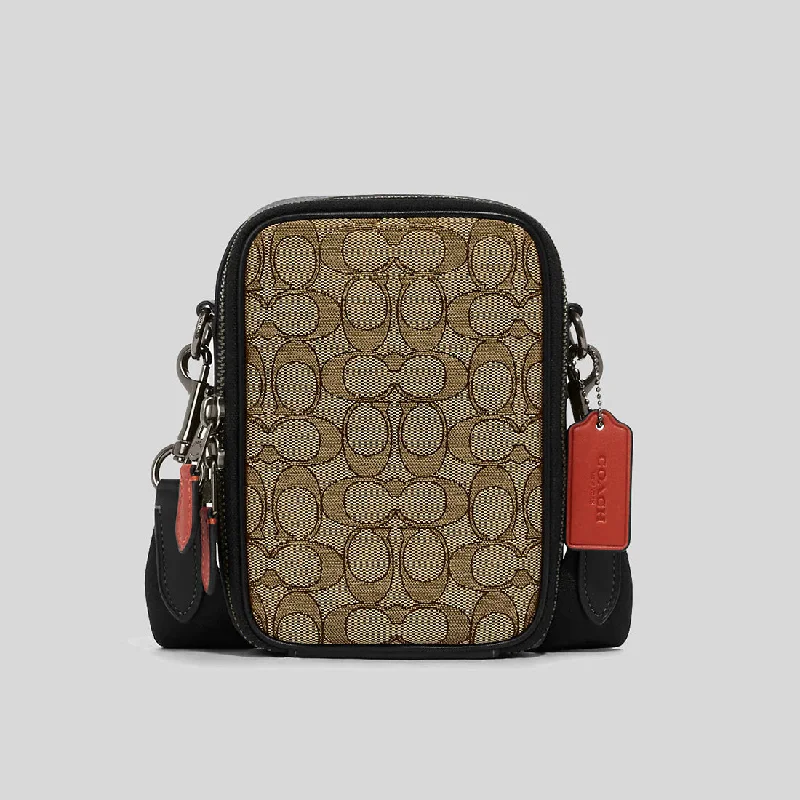 Coach Stanton Crossbody In Signature Jacquard Khaki/Black Multi RS-CH097