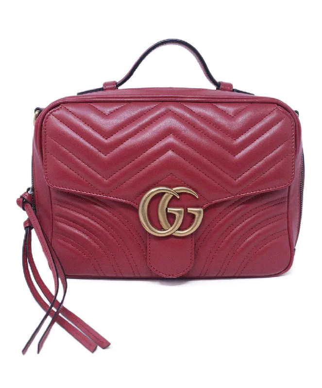 Gucci Red Leather Marmont Crossbody