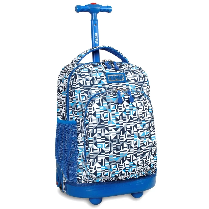 J World Sunny Geo Blue 17" Kids Rolling Backpack