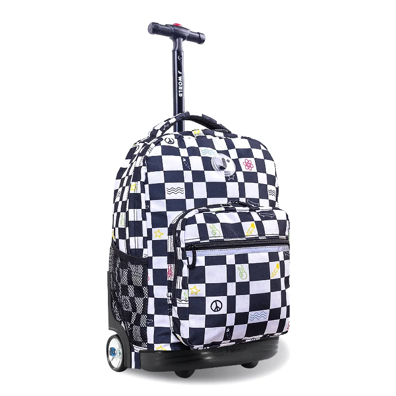 J World Sunrise Icon Checkers 18" Rolling Backpack