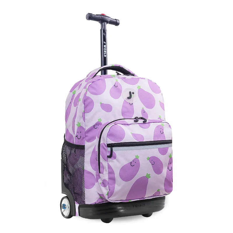 J World Sunrise Mr Eggplant 18" Rolling Backpack