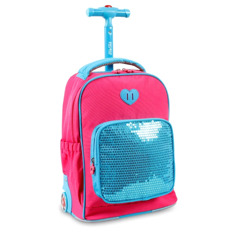 J World Sparkle Pink 15" Kids Rolling Backpack