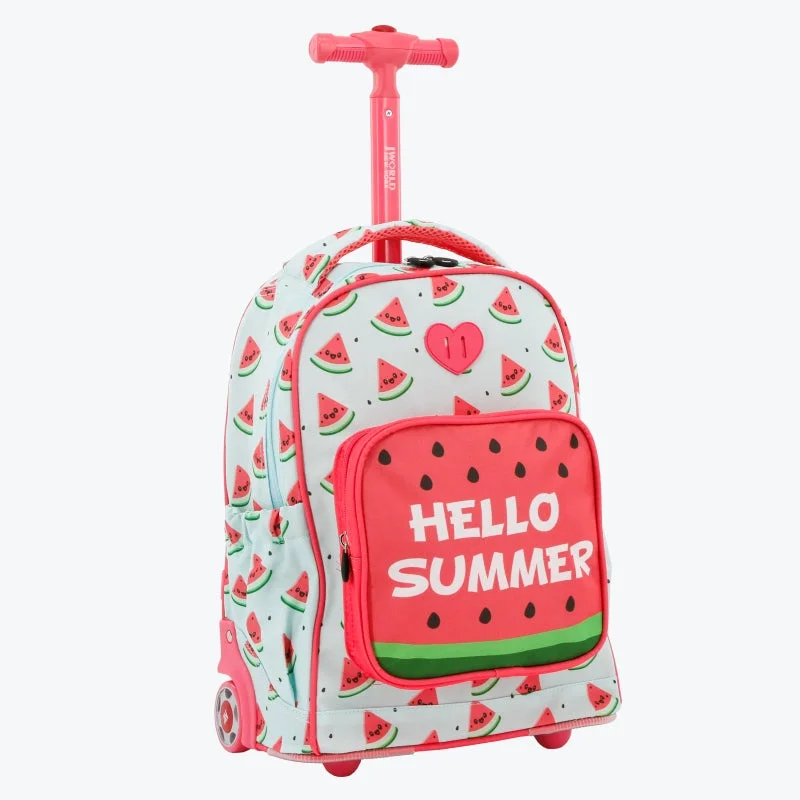 J World Sparkle Watermelon 15" Kids Rolling Backpack