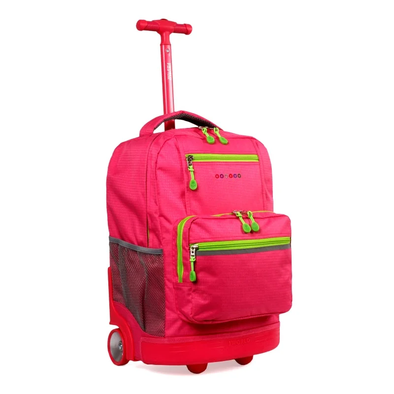 J World Sunlight Pink 18" Rolling Backpack