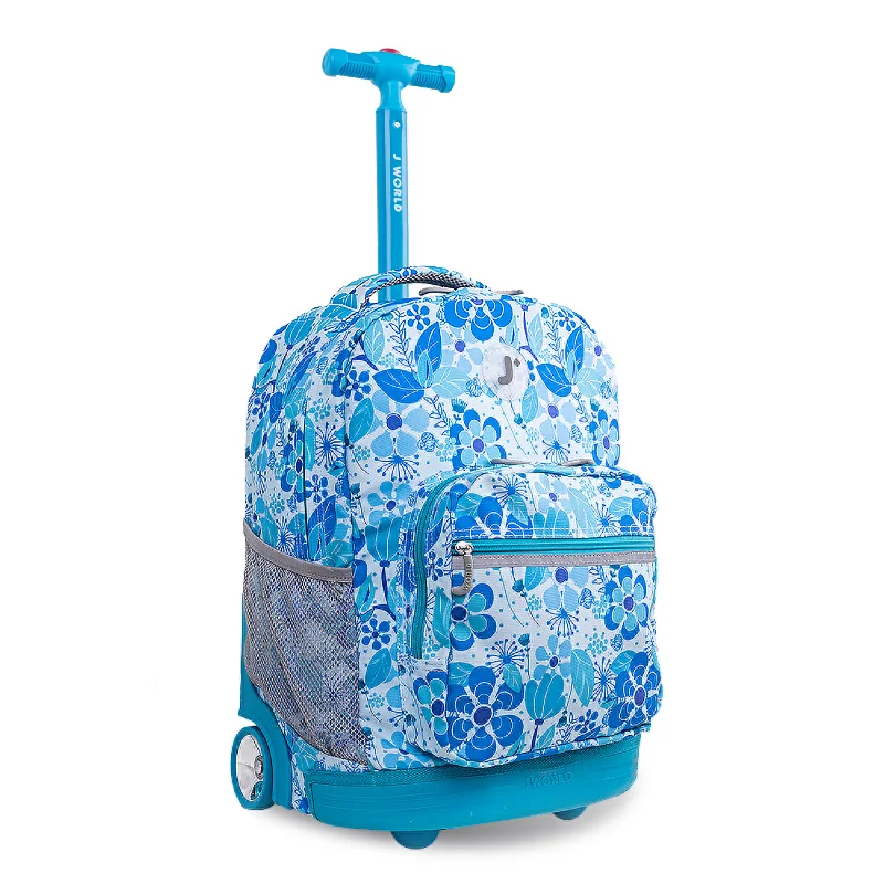 J World Sunrise Blue Vine 18" Rolling Backpack