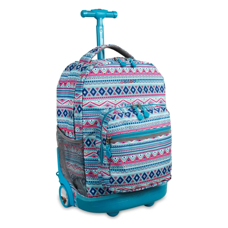 J World Sunrise Mint Tribal 18" Rolling Backpack