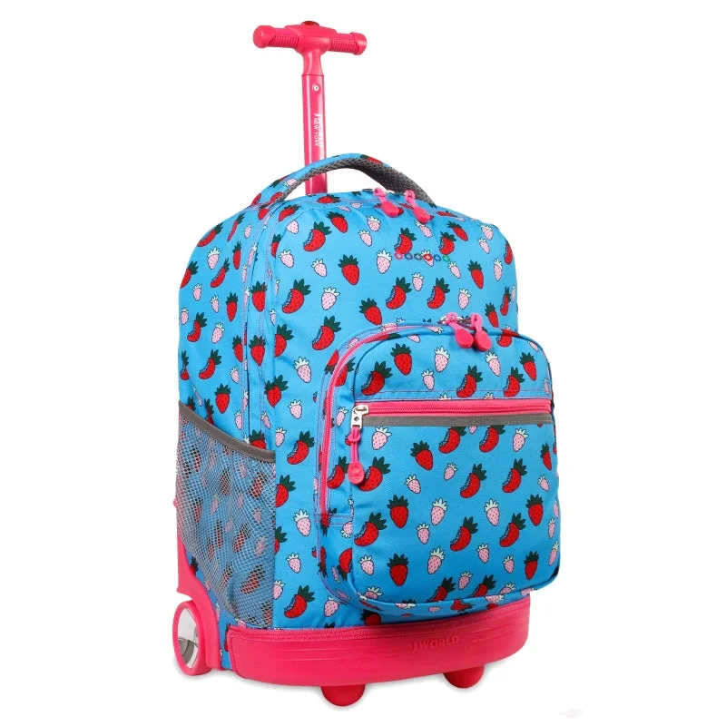 J World Sunrise Strawberry 18" Rolling Backpack