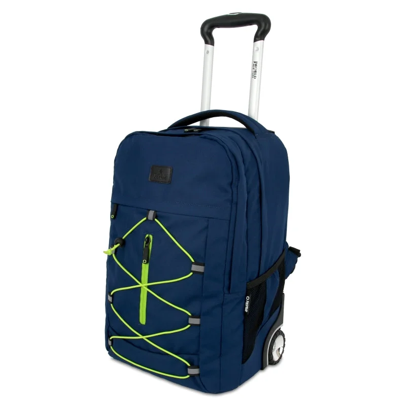 J World Lash Navy/Green 19" Rolling Laptop Backpack