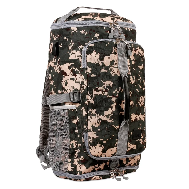 J World Dylan Green Camo 19" 2-Way Duffel Backpack