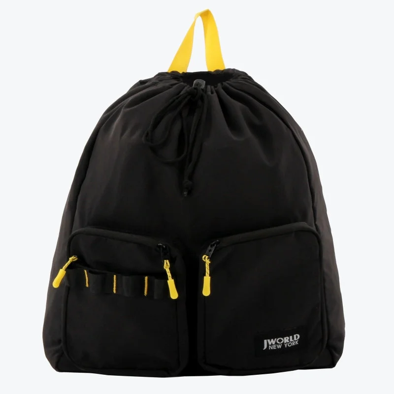 J World Unisex MOD Drawstring Backpack, Black/Yellow