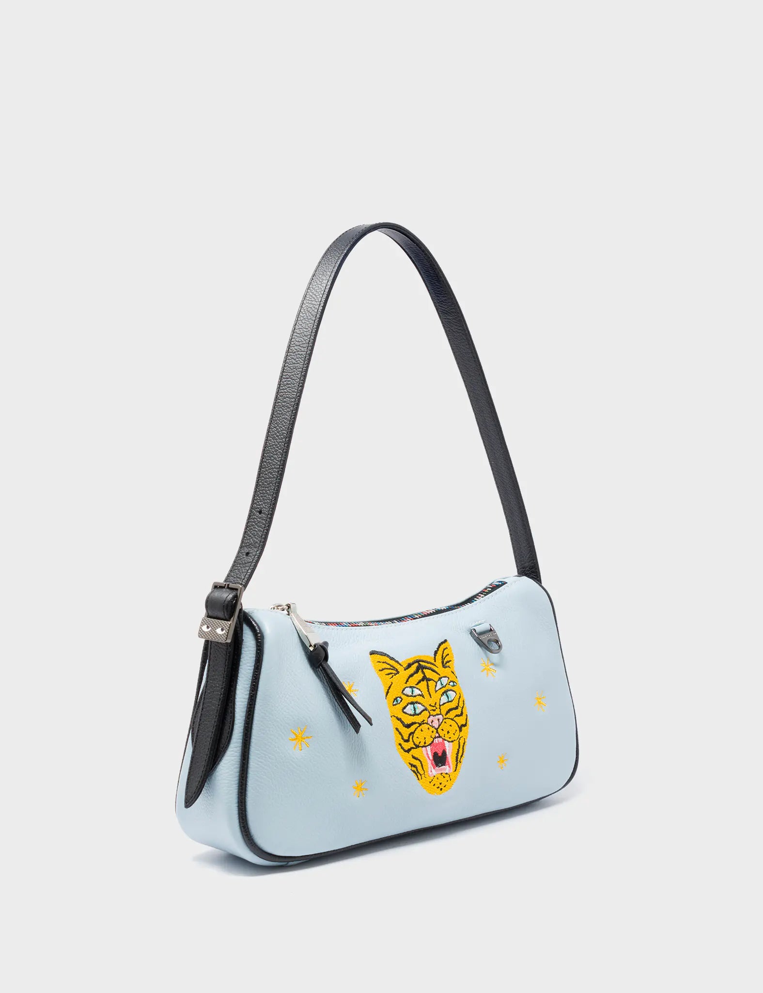 Lucas Hobo Mini Omphalodes Blue Handbag - Happy Tiger Print