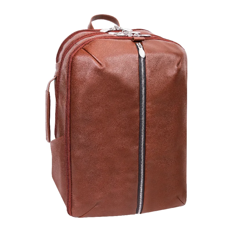 McKlein ENGLEWOOD 17" Leather, Triple Compartment, Carry-All, Laptop & Tablet Weekend Backpack