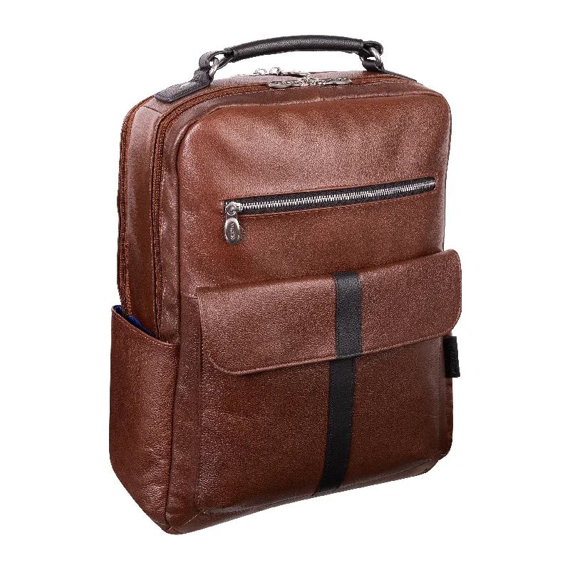 McKlein LOGAN 17" Leather, Two-Tone, Dual-Compartment, Laptop & Tablet Backpack