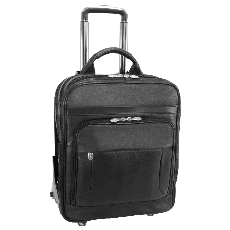 McKlein WICKER PARK 17" Leather Patented Detachable -Wheeled Three-Way Laptop Backpack Briefcase