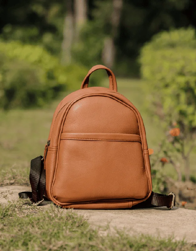 Tan NDM Leather Backpack: Elevate Your Style with Timeless Elegance. Art: BG-1580