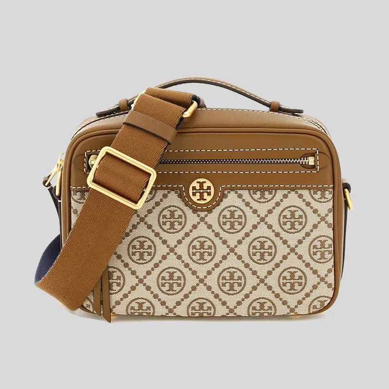 TORY BURCH T Monogram Jacquard Camera Bag Hazelnut RS-79356